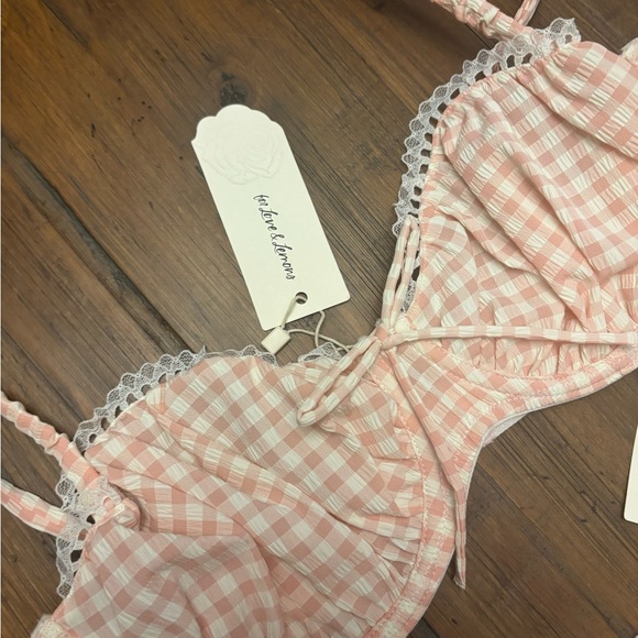 NWT for love and lemons pink gingham lingerie set - Picture 5 of 16